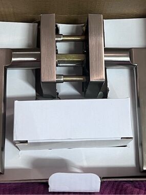 Contemporary Rectangular Lever Door Handle Set in Brushed Nickel